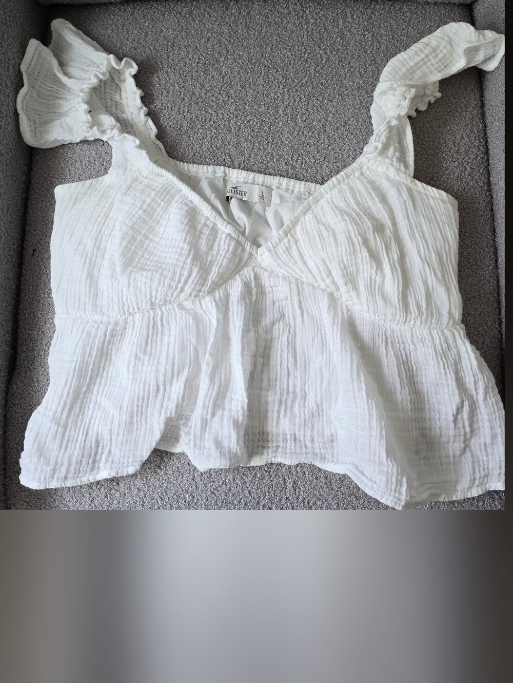 Hollister White Ruffled Cotton Camisole Top Crop